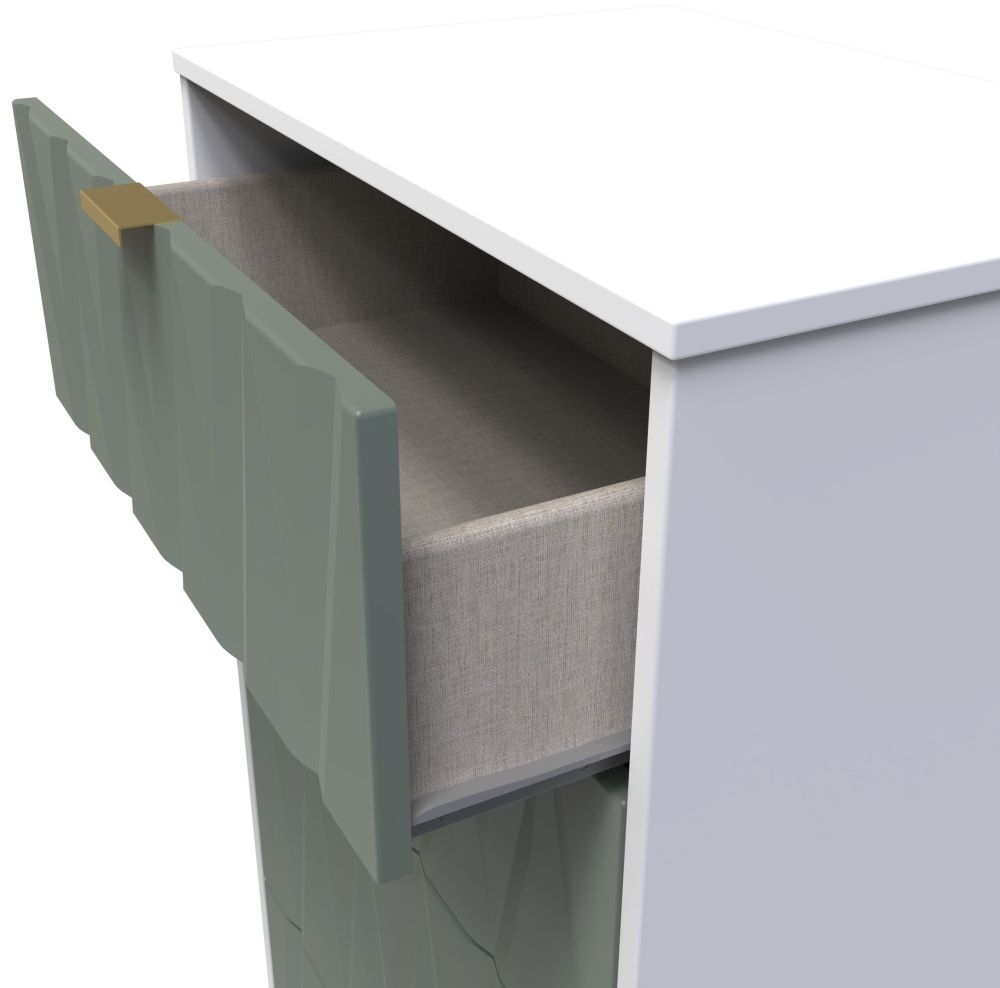 Product photograph of Las Vegas White And Green 4 Drawer Deep Midi Chest from Choice Furniture Superstore.