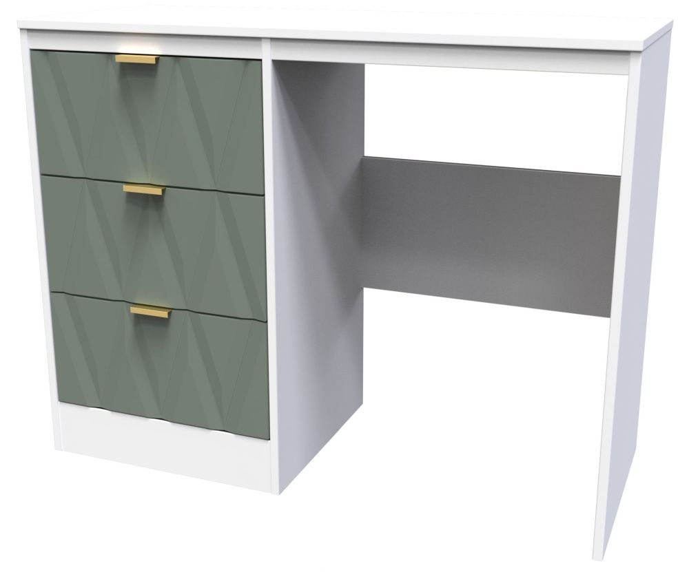 Product photograph of Las Vegas Matt White And Reed Green Single Pedestal Dressing Table from Choice Furniture Superstore.