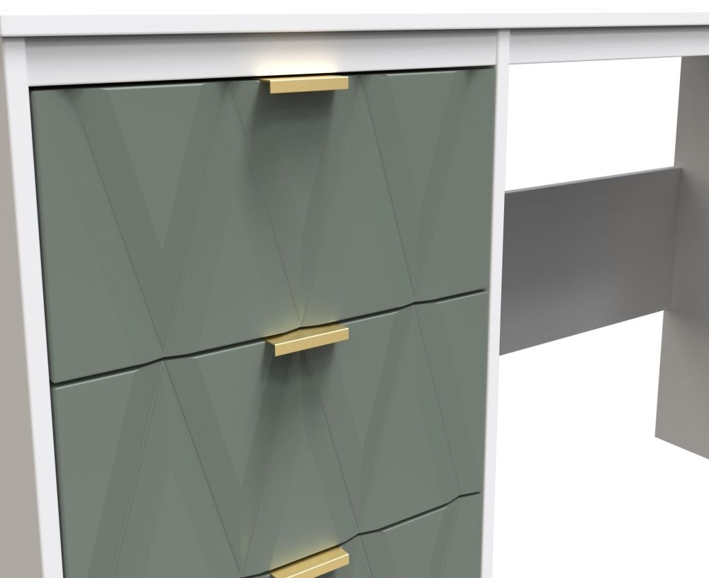 Product photograph of Las Vegas White And Green 3 Drawer Desk from Choice Furniture Superstore.