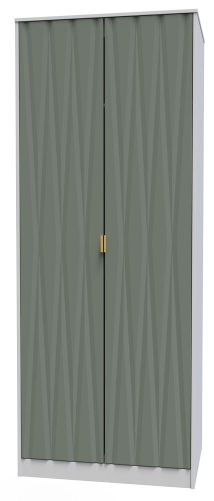 Product photograph of Las Vegas Matt White And Reed Green 2 Door 2ft 6in Plain Wardrobe from Choice Furniture Superstore.