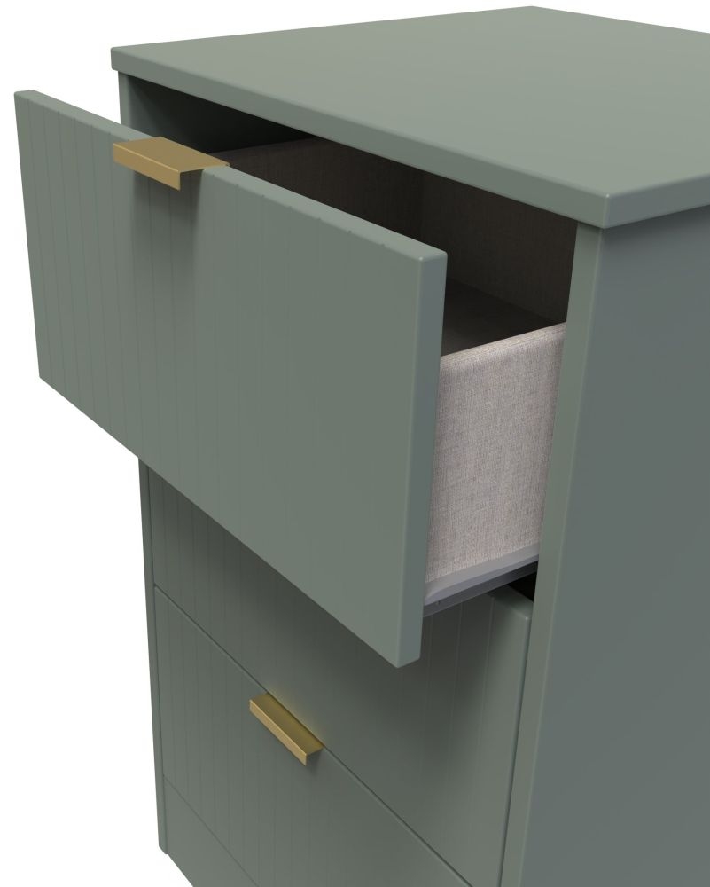 Product photograph of Nashville Reed Green 3 Drawer Bedside Cabinet With Integrated Wireless Charging from Choice Furniture Superstore.