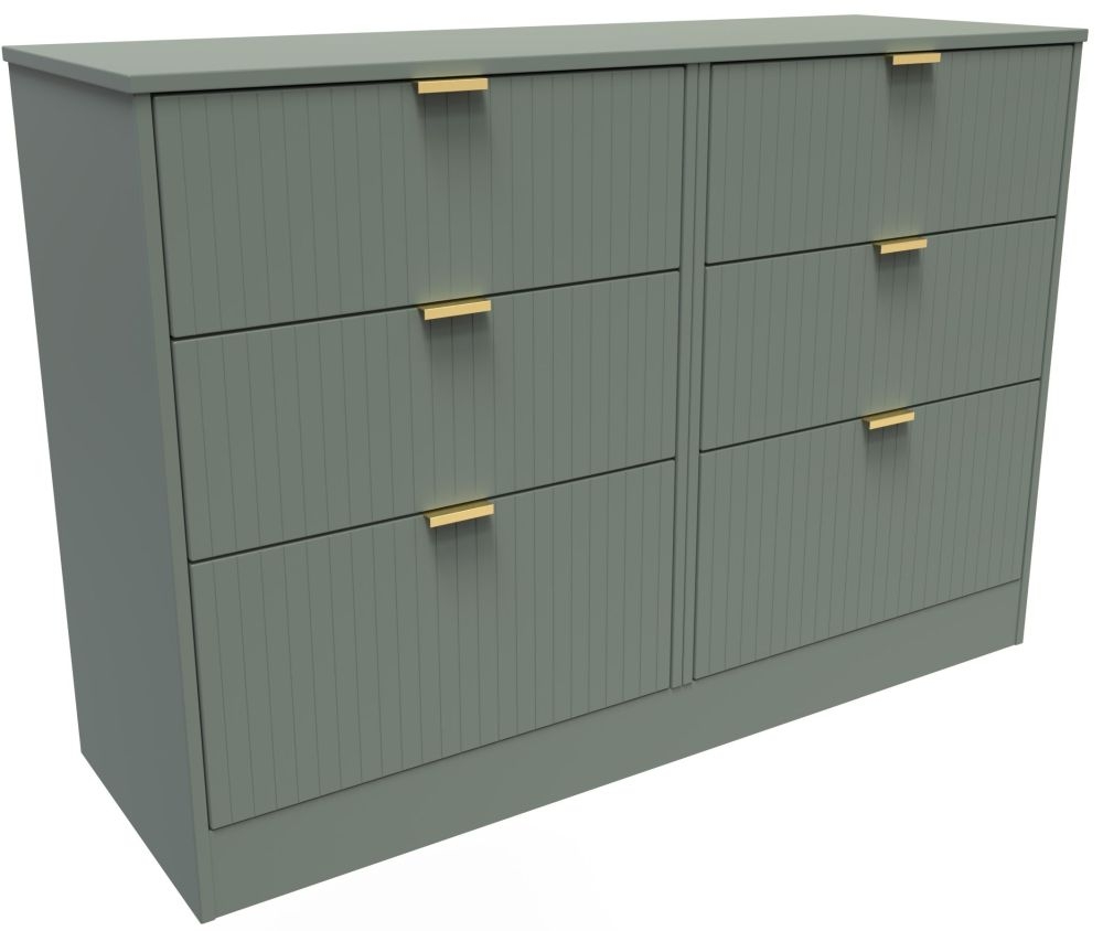 Product photograph of Nashville Reed Green 6 Drawer Midi Chest from Choice Furniture Superstore.