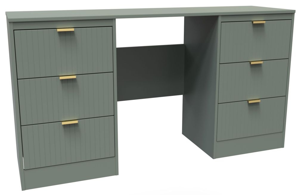 Product photograph of Nashville Reed Green Double Pedestal Dressing Table from Choice Furniture Superstore.