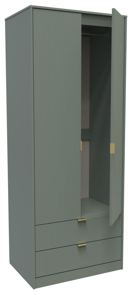 Product photograph of Nashville Reed Green 2 Door 2 Drawer 2ft 6in Plain Combi Wardrobe from Choice Furniture Superstore.