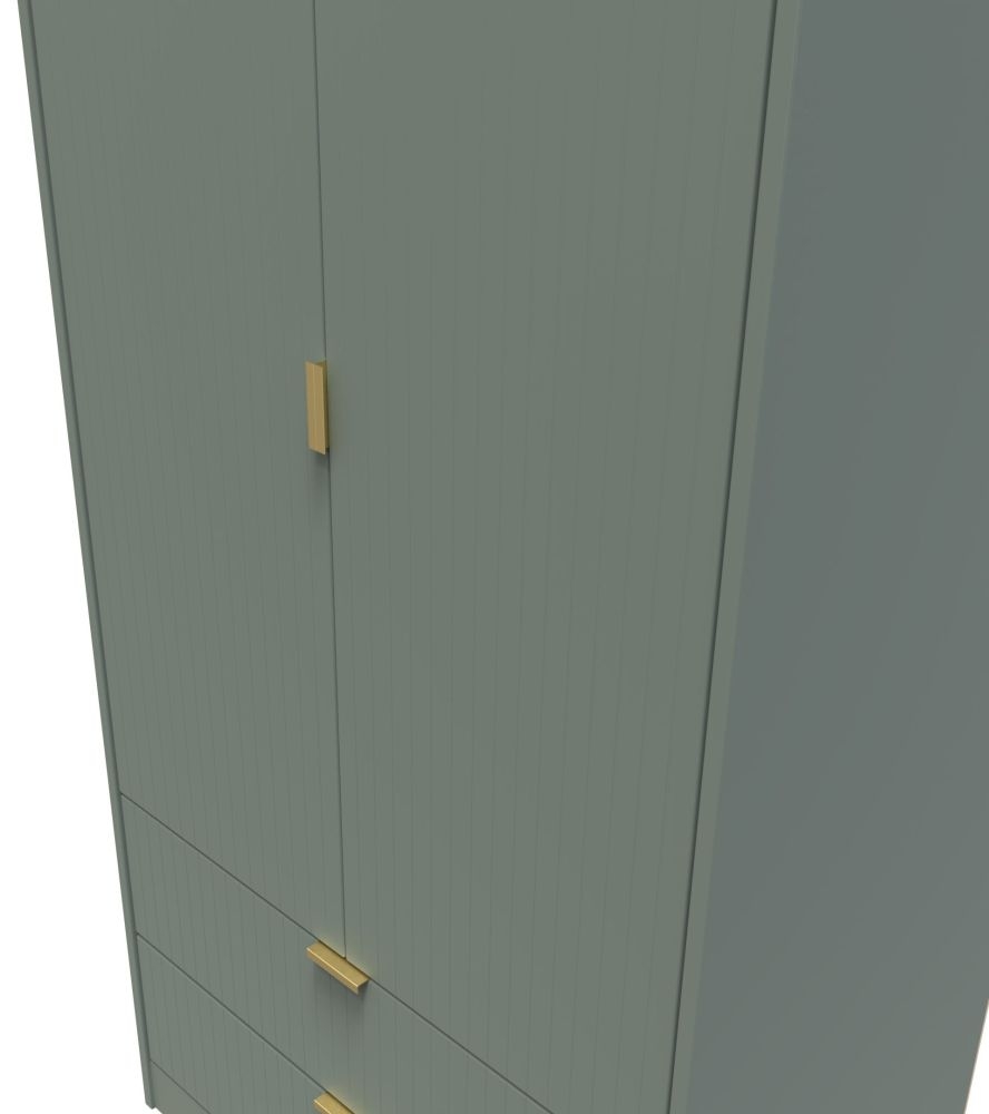 Product photograph of Nashville Reed Green 2 Door 2 Drawer 2ft 6in Plain Combi Wardrobe from Choice Furniture Superstore.