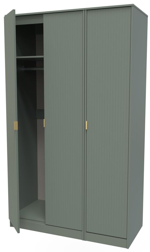 Product photograph of Nashville Reed Green 3 Door Tall Plain Wardrobe from Choice Furniture Superstore.