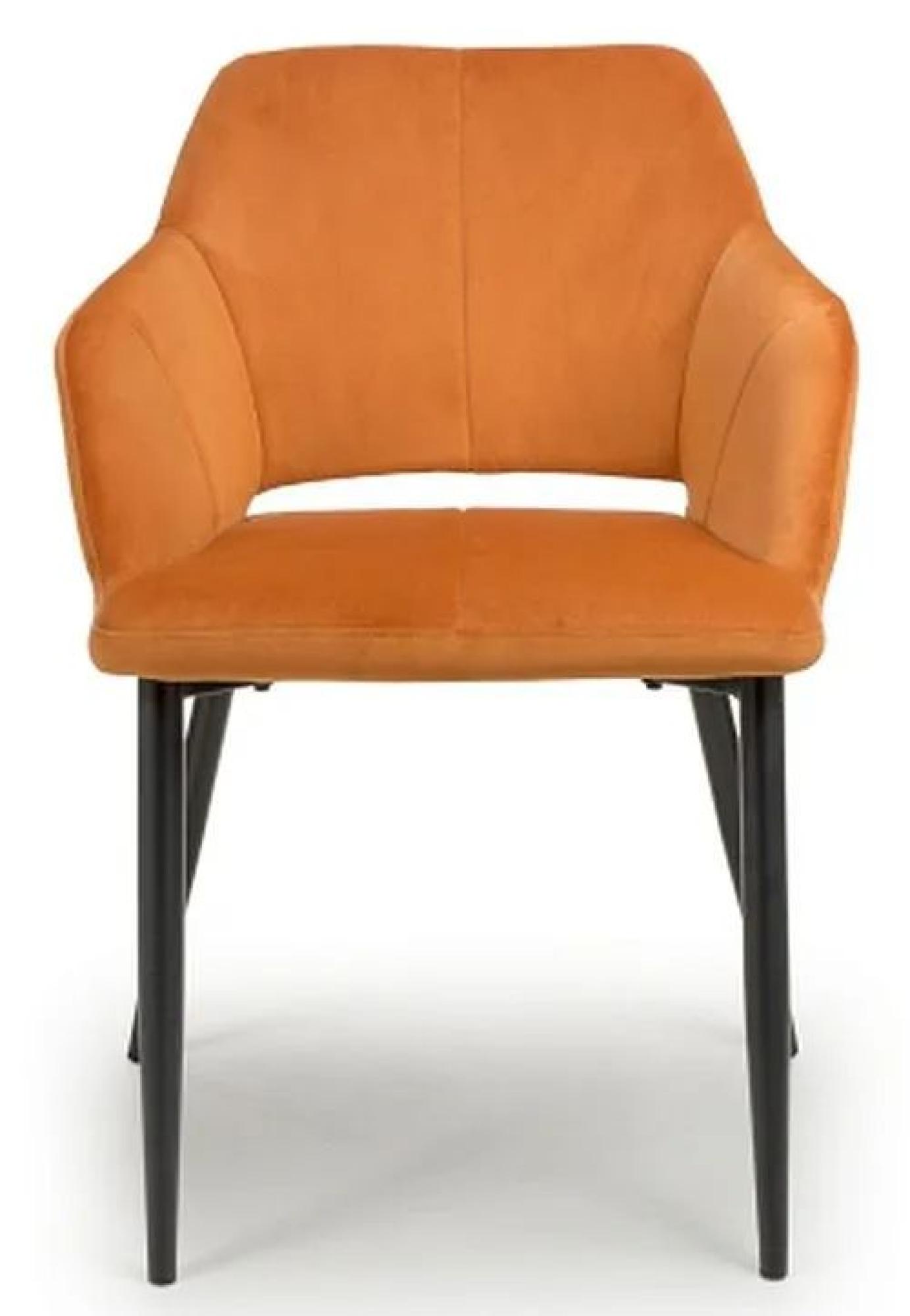 Product photograph of 2 X Nero Brushed Burnt Orange Velvet Dining Chair from Choice Furniture Superstore.
