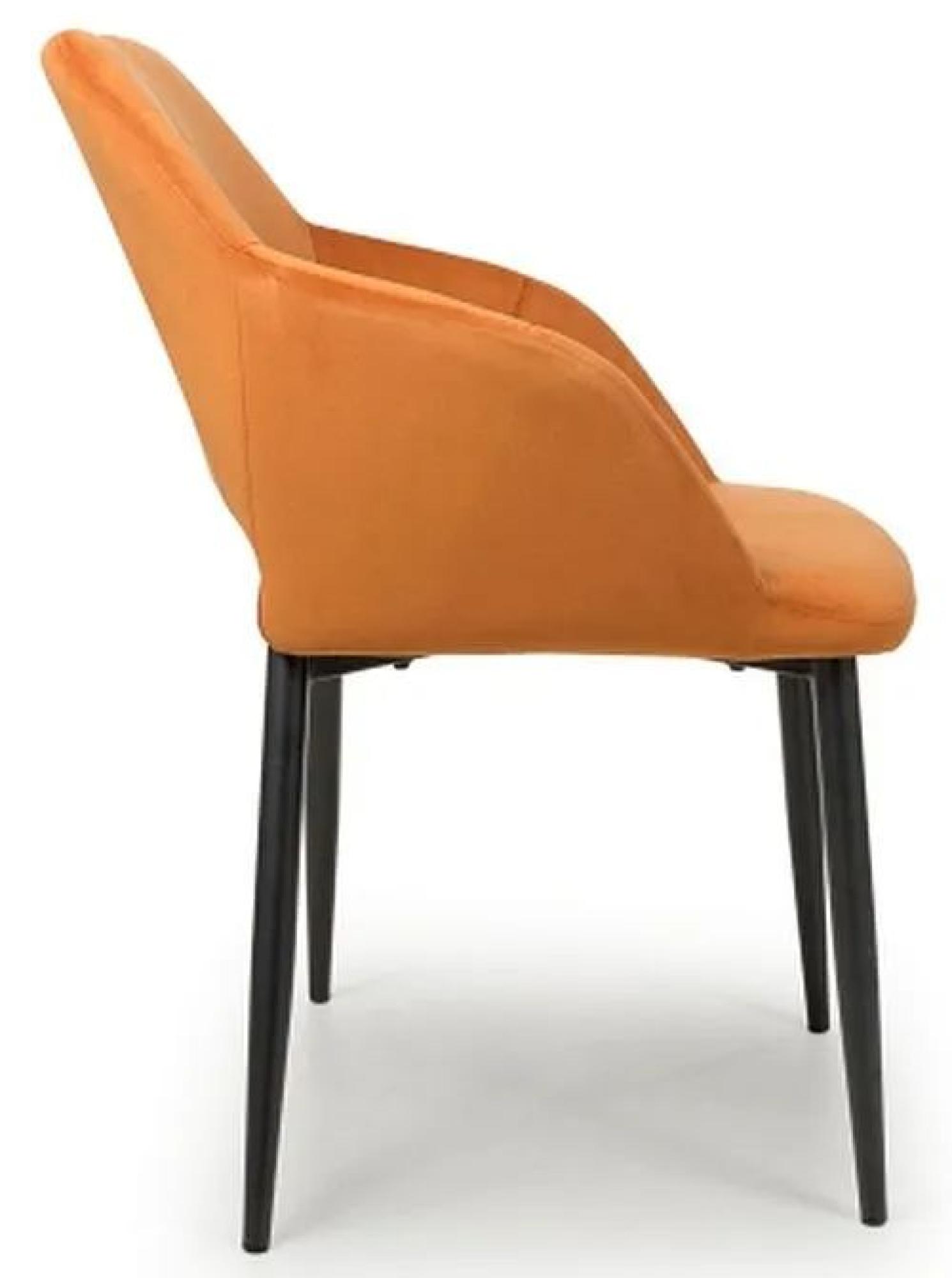 Product photograph of 2 X Nero Brushed Burnt Orange Velvet Dining Chair from Choice Furniture Superstore.