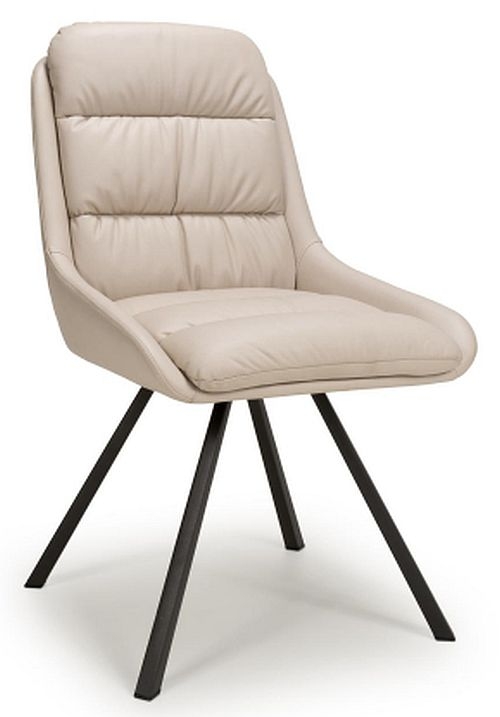 Arnhem Leather Swivel Dining Chair (Sold in Pairs) - Comes in Cream Leather Effect, Tan Leather and Midnight Blue Leather Options