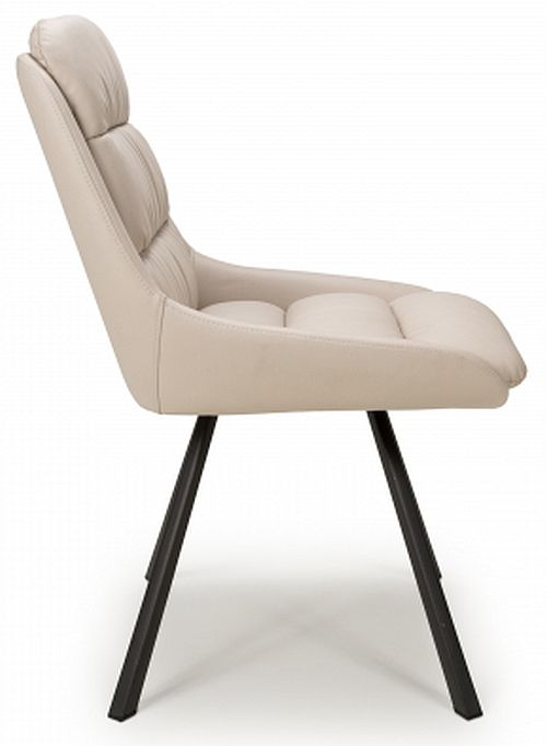 Arnhem Leather Swivel Dining Chair (Sold in Pairs) - Comes in Cream Leather Effect, Tan Leather and Midnight Blue Leather Options