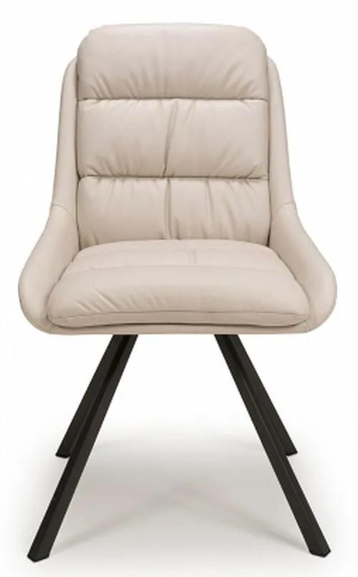 Product photograph of Set Of 2 Arnhem Cream Leather Effect Swivel Dining Chair from Choice Furniture Superstore.