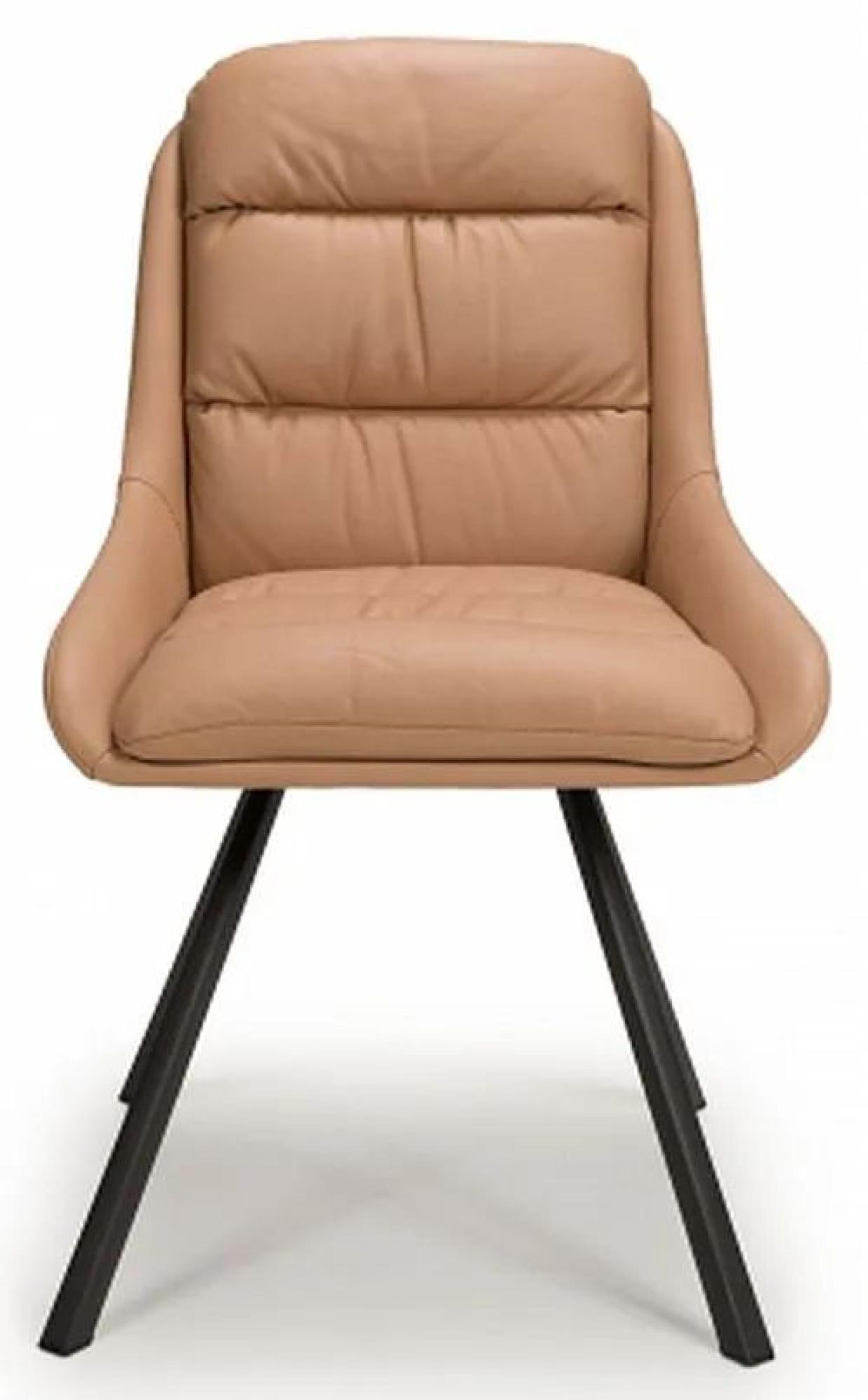 Product photograph of Set Of 2 Arnhem Tan Leather Effect Swivel Dining Chair from Choice Furniture Superstore.