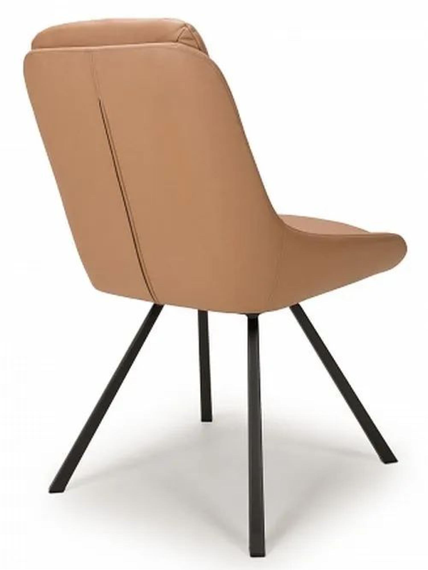 Product photograph of Set Of 2 Arnhem Tan Leather Effect Swivel Dining Chair from Choice Furniture Superstore.