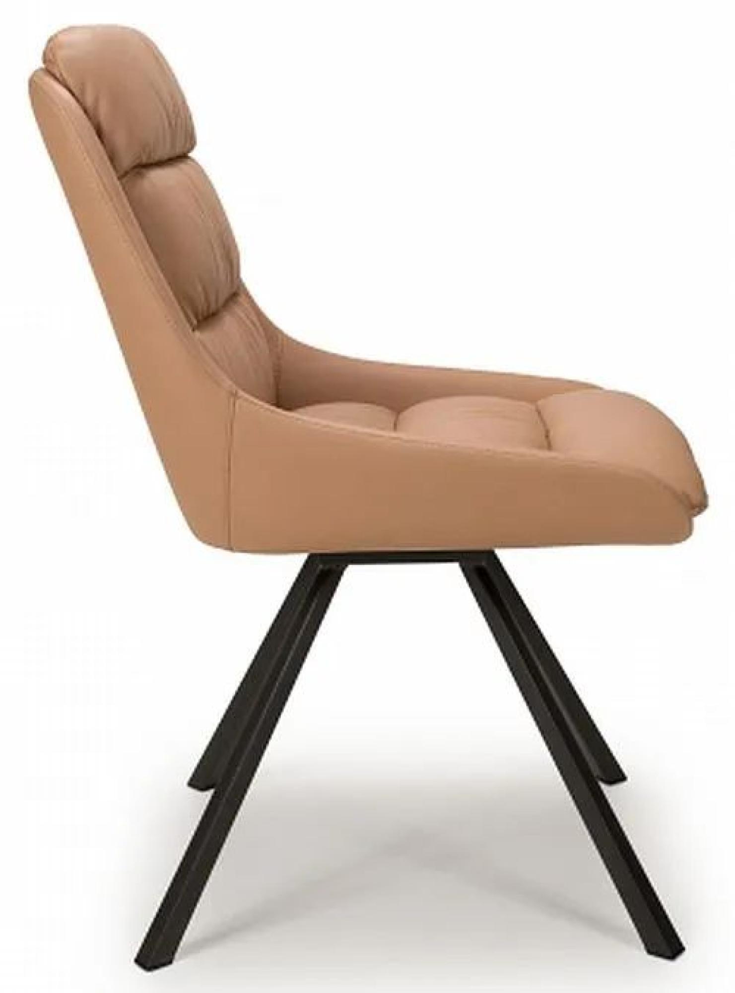 Product photograph of Set Of 2 Arnhem Tan Leather Effect Swivel Dining Chair from Choice Furniture Superstore.