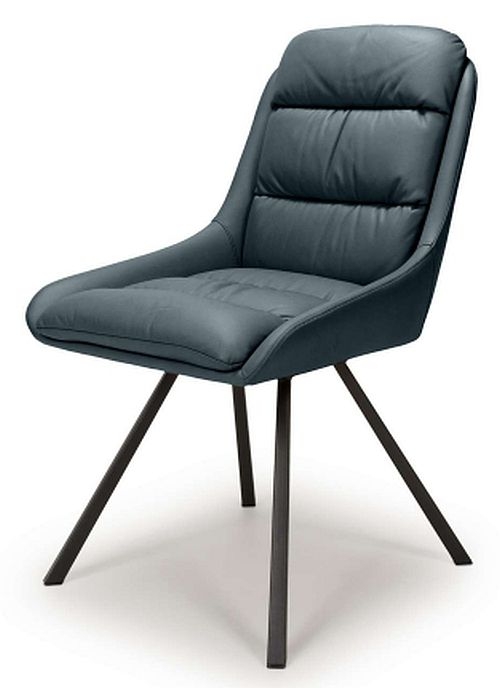 Product photograph of Arnhem Midnight Blue Leather Effect Swivel Dining Chair Sold In Pairs from Choice Furniture Superstore.