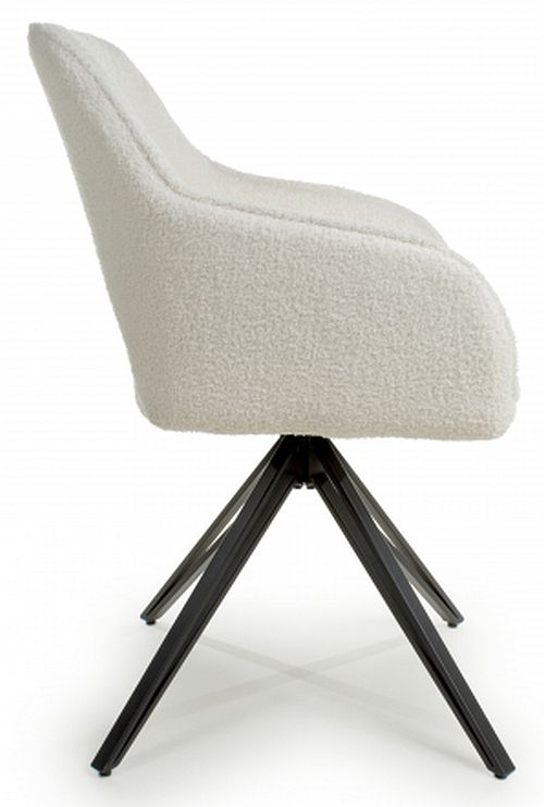 Product photograph of Lincoln White Swivel Boucle Dining Chair Sold In Pairs from Choice Furniture Superstore.