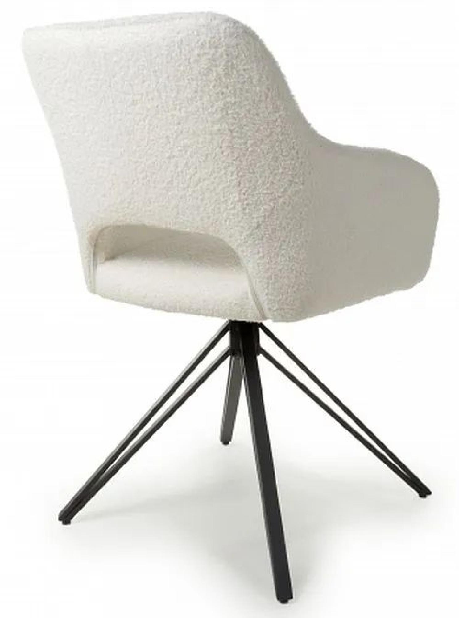 Product photograph of Set Of 2 Lincoln White Swivel Boucle Dining Chair from Choice Furniture Superstore.