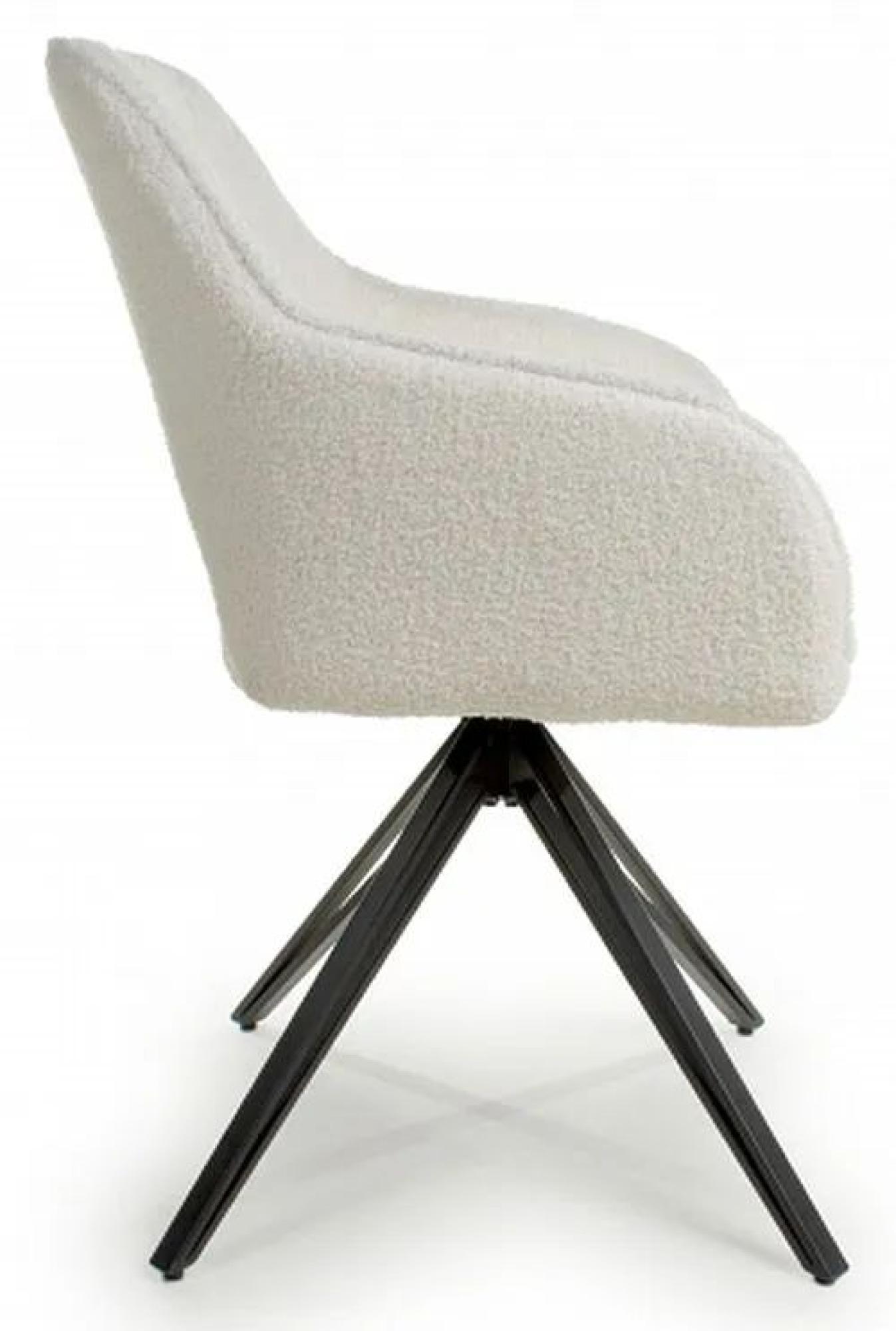 Product photograph of Set Of 2 Lincoln White Swivel Boucle Dining Chair from Choice Furniture Superstore.