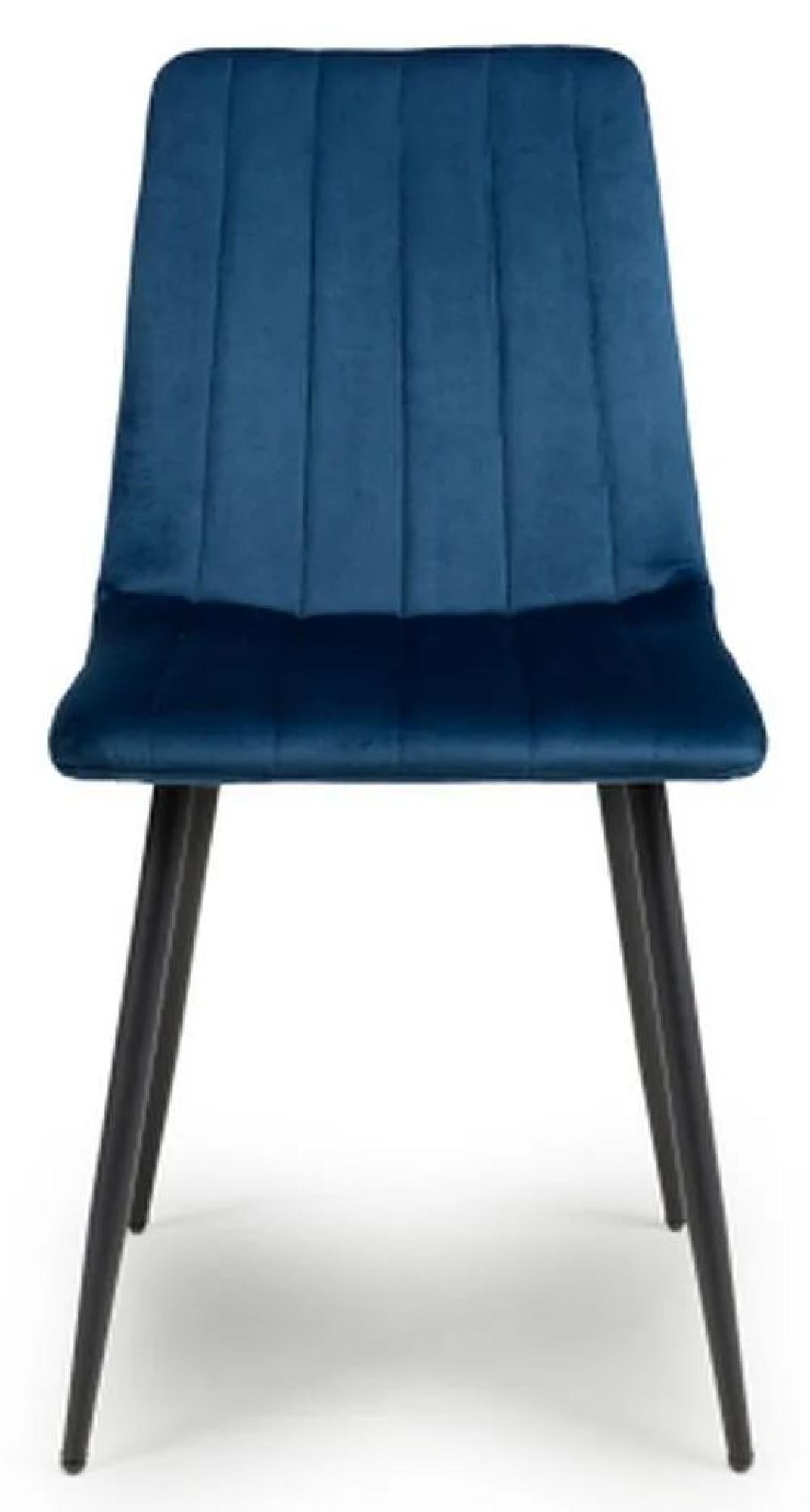 Product photograph of Set Of 4 Lisbon Brushed Blue Velvet Dining Chair from Choice Furniture Superstore.