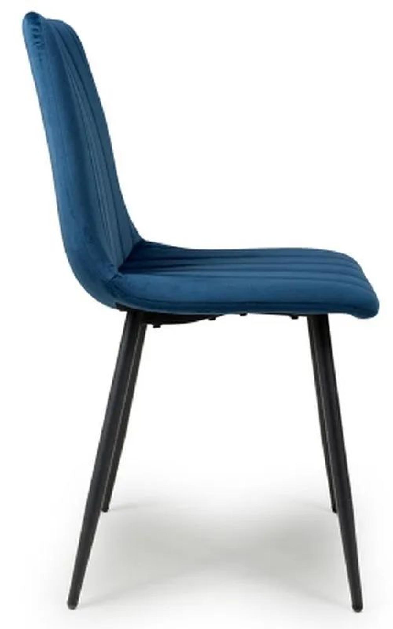 Product photograph of Set Of 4 Lisbon Brushed Blue Velvet Dining Chair from Choice Furniture Superstore.