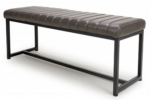 Product photograph of Archer Grey Leather Bench from Choice Furniture Superstore.