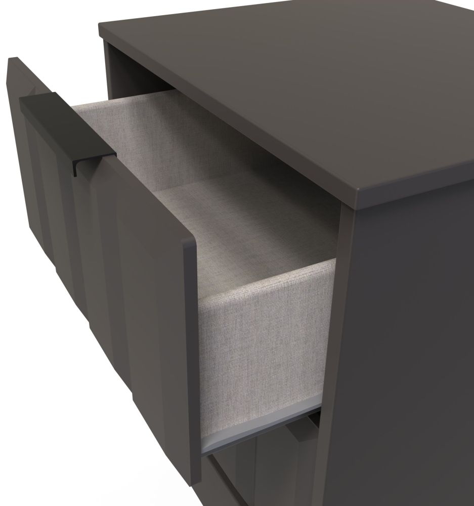 Product photograph of New York Graphite 2 Drawer Bedside Cabinet With Integrated Wireless Charging from Choice Furniture Superstore.