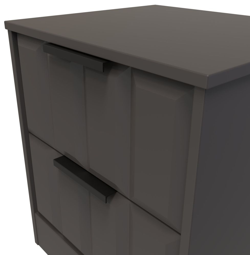 Product photograph of New York Graphite 2 Drawer Bedside Cabinet With Integrated Wireless Charging from Choice Furniture Superstore.