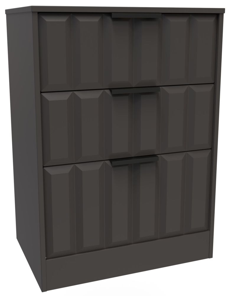 Product photograph of New York Graphite 3 Drawer Deep Midi Chest from Choice Furniture Superstore.