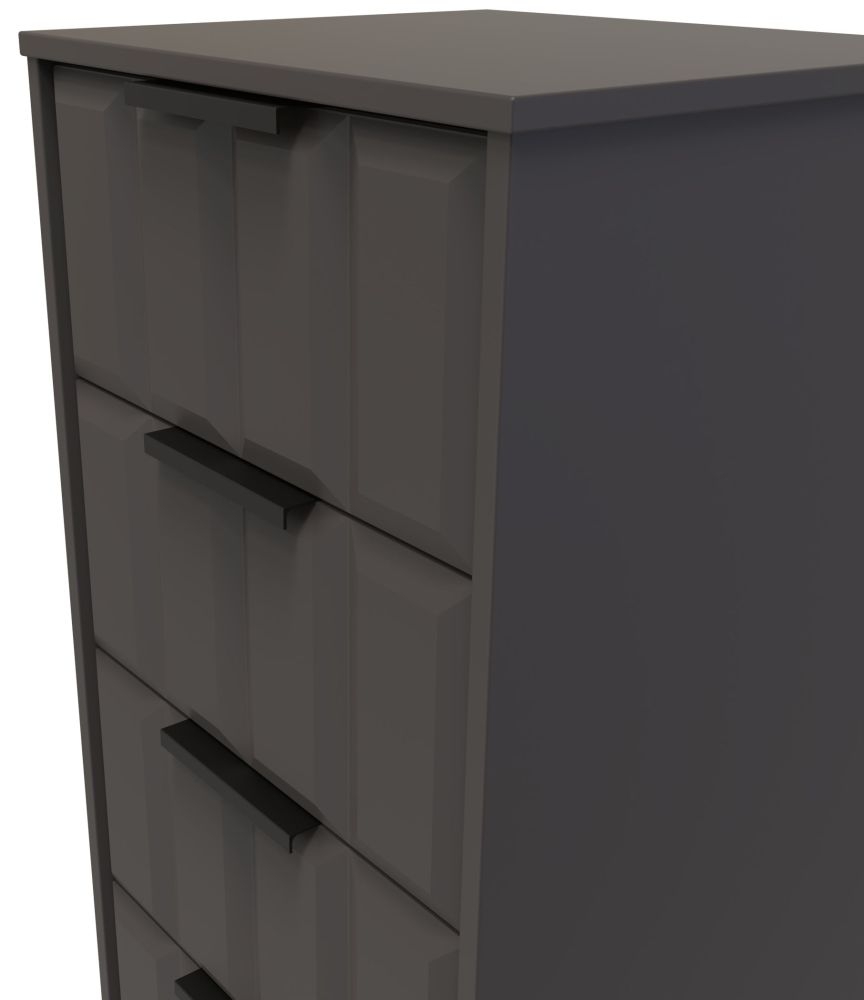 Product photograph of New York Graphite 5 Drawer Tall Chest With Integrated Wireless Charging from Choice Furniture Superstore.