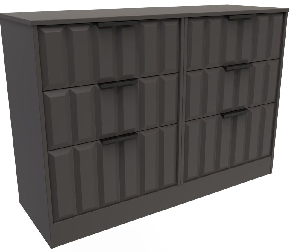 Product photograph of New York Graphite 6 Drawer Midi Chest from Choice Furniture Superstore.