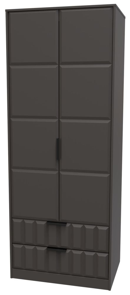Product photograph of New York Graphite 2 Door 2 Drawer 2ft 6in Plain Combi Wardrobe from Choice Furniture Superstore.