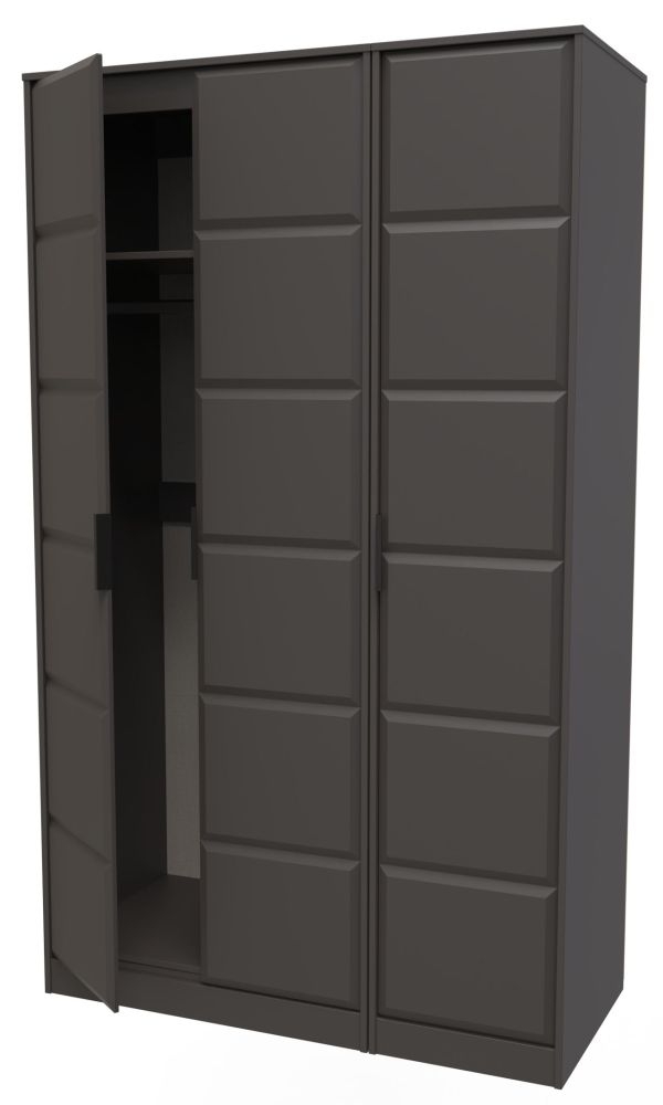 Product photograph of New York Graphite 3 Door Tall Plain Wardrobe from Choice Furniture Superstore.