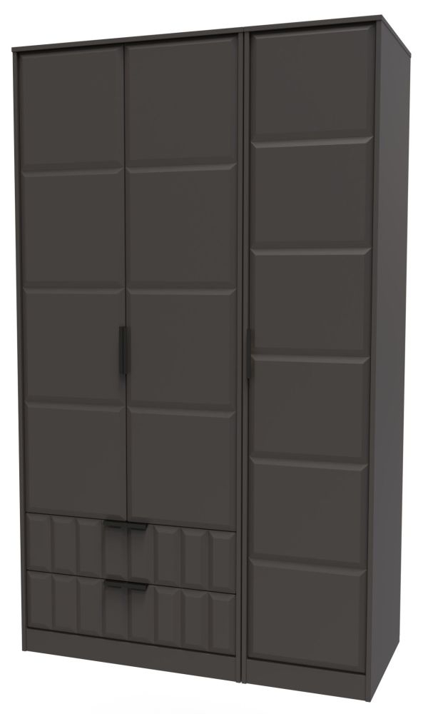 Product photograph of New York Graphite 3 Door Tall Triple Wardrobe - Lhf 2 Drawers from Choice Furniture Superstore.