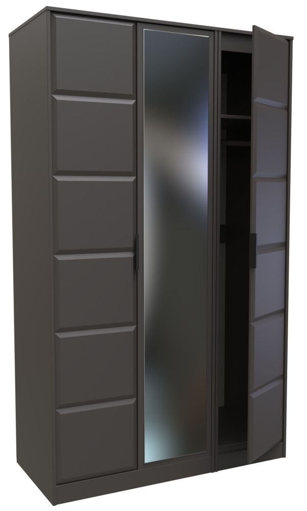 Product photograph of New York Graphite 3 Door Tall Triple Wardrobe - 1 Mirror from Choice Furniture Superstore.