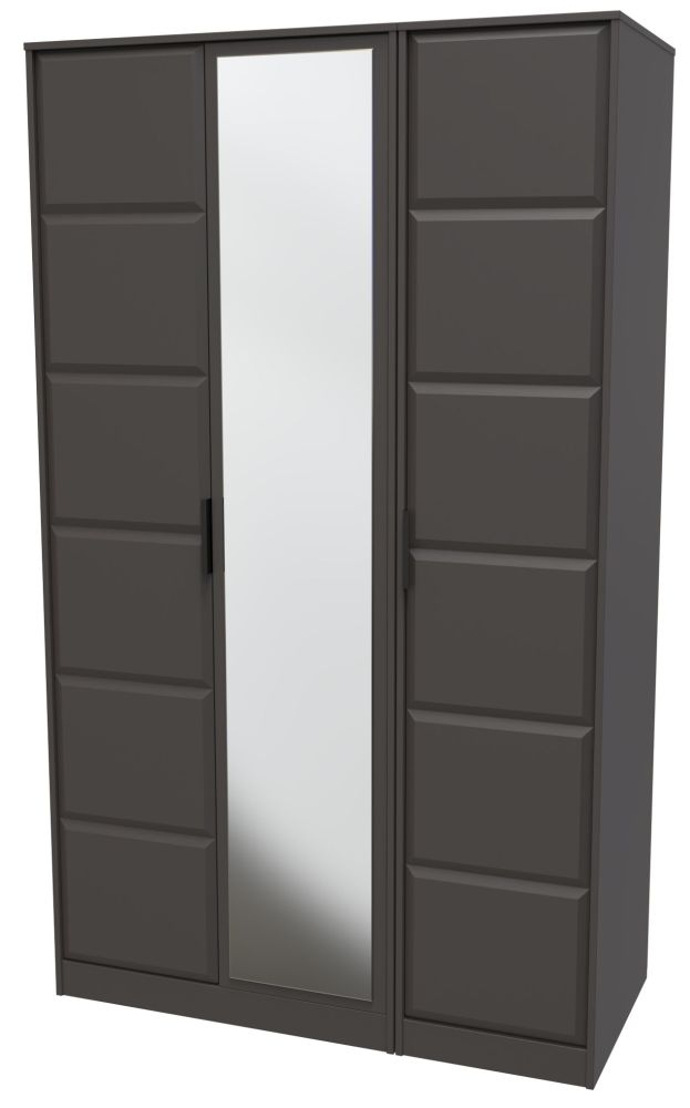 Product photograph of New York Graphite 3 Door Tall Mirror Wardrobe from Choice Furniture Superstore.