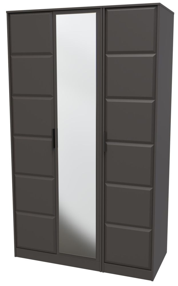 Product photograph of New York Graphite 3 Door Tall Triple Wardrobe - 1 Mirror from Choice Furniture Superstore.