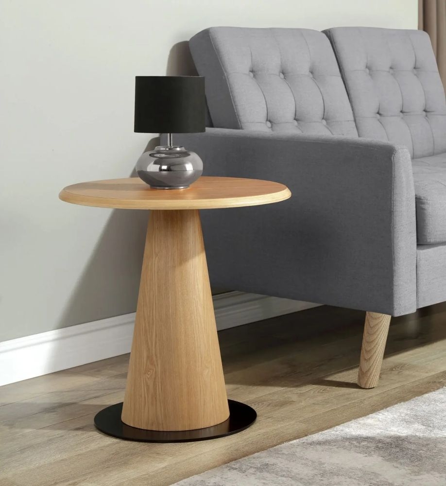 Product photograph of Jual Siena Oak Round Lamp Table - Jf319 from Choice Furniture Superstore.