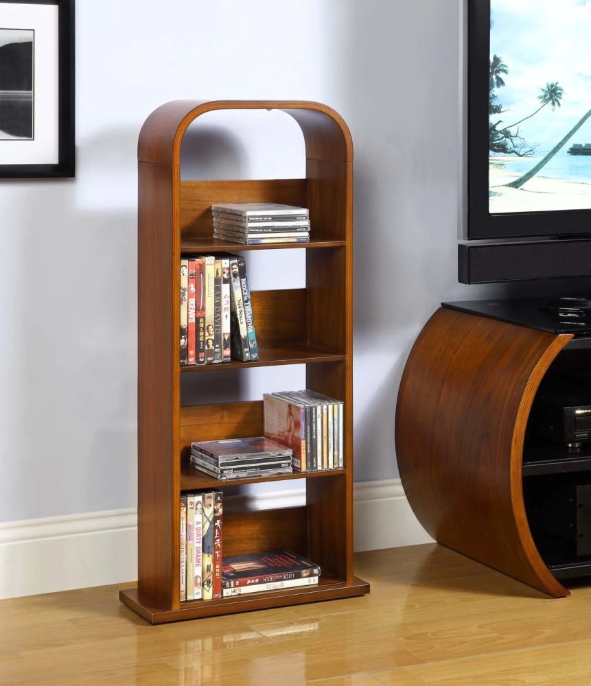 Product photograph of Jual Curve Walnut Dvd Rack - Jf501 from Choice Furniture Superstore.