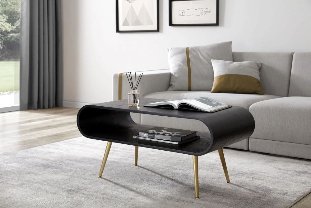 Product photograph of Jual Auckland Black And Brass Coffee Table - Jf721 from Choice Furniture Superstore.