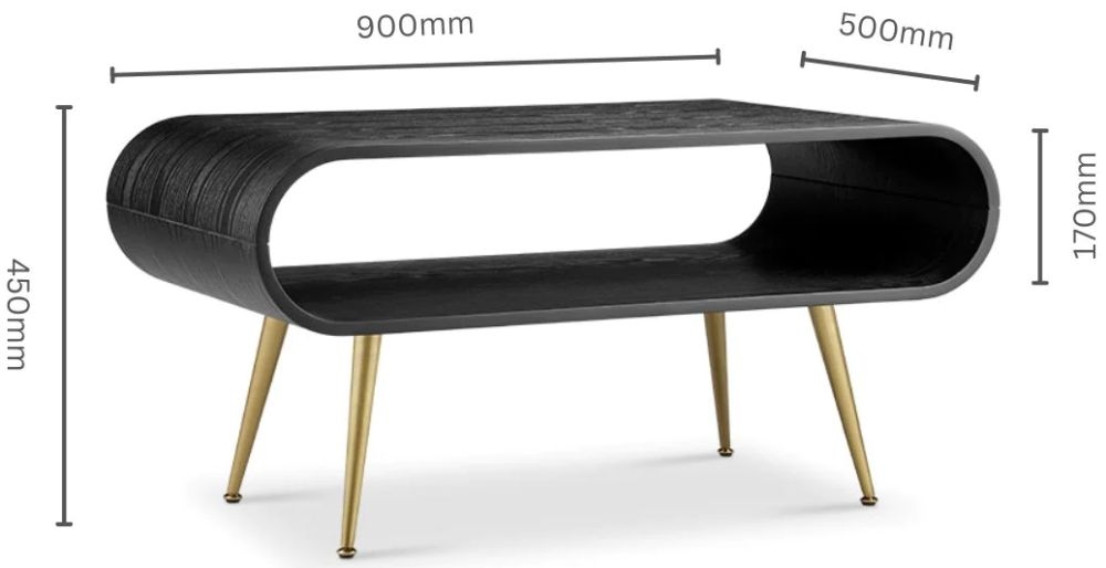 Product photograph of Jual Auckland Black And Brass Coffee Table - Jf721 from Choice Furniture Superstore.