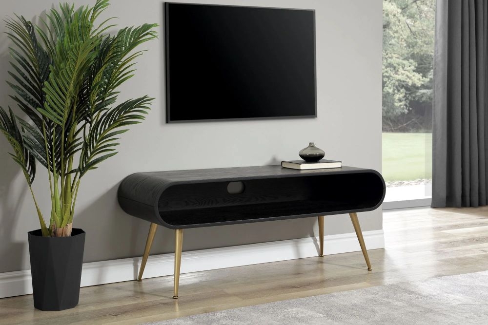 Product photograph of Jual Auckland Black And Brass Tv Stand - Jf720 from Choice Furniture Superstore.