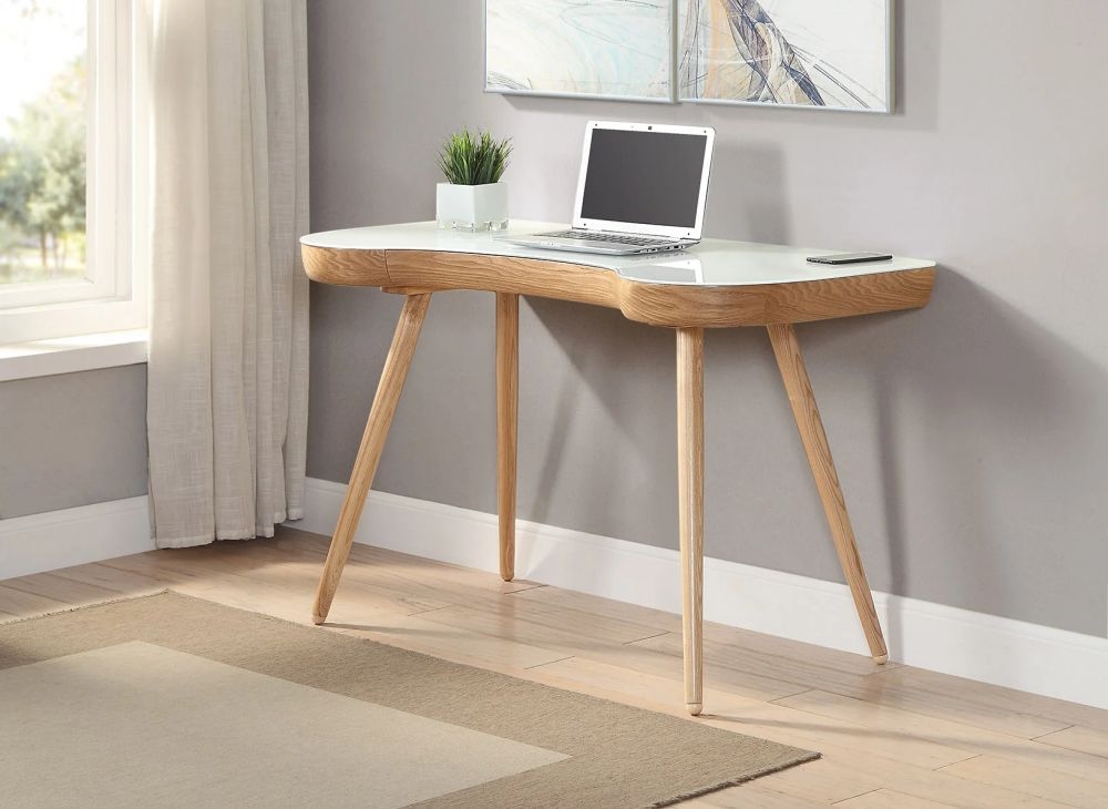 Product photograph of Jual San Francisco Oak And White Executive Curved Desk - Pc714 from Choice Furniture Superstore.