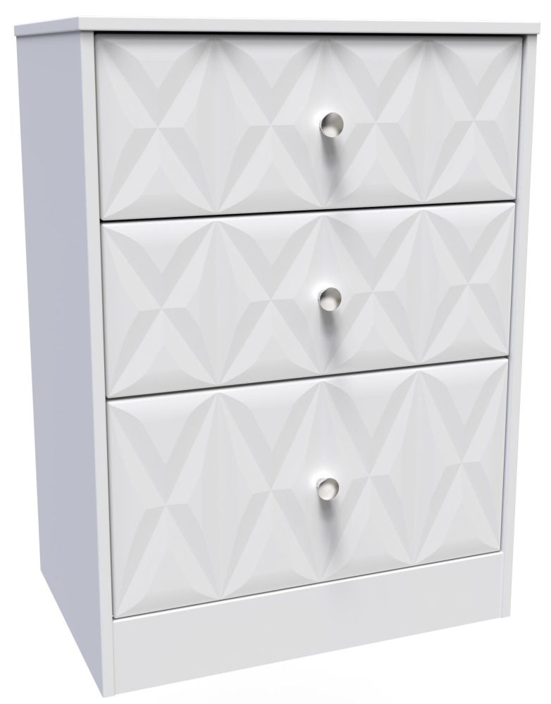 Product photograph of San Jose White 3 Drawer Deep Midi Chest from Choice Furniture Superstore.