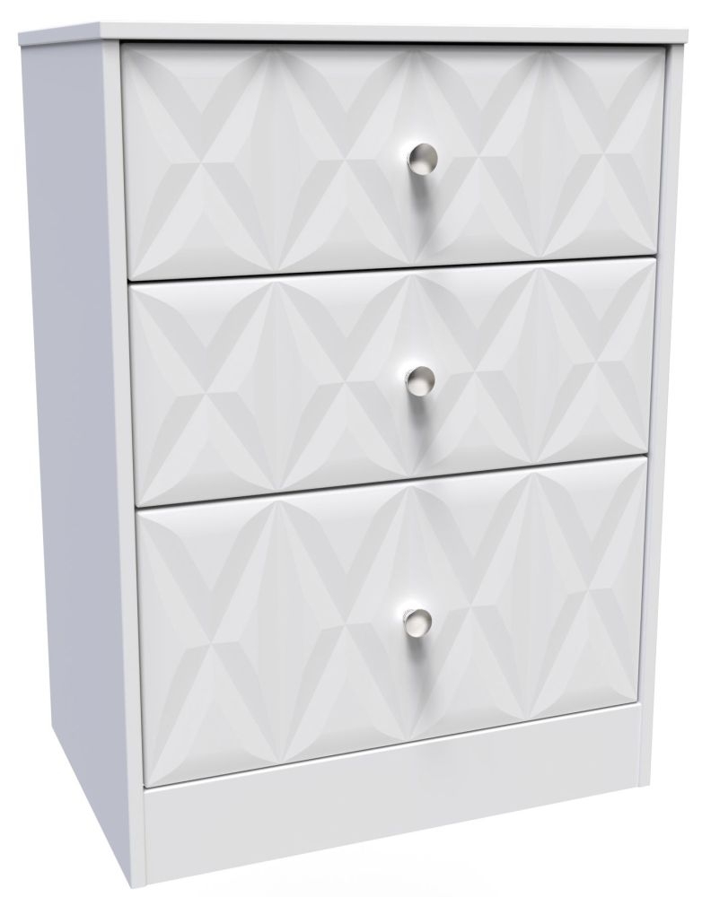 Product photograph of San Jose Matt White 3 Drawer Deep Midi Chest from Choice Furniture Superstore.