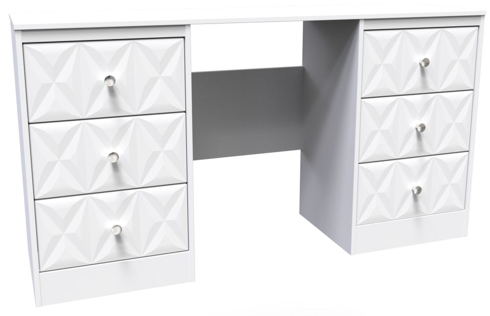 Product photograph of San Jose White 6 Drawer Double Dressing Table from Choice Furniture Superstore.