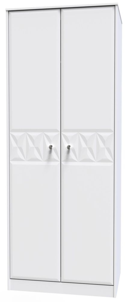Product photograph of San Jose Matt White 2 Door Tall Hanging Wardrobe from Choice Furniture Superstore.