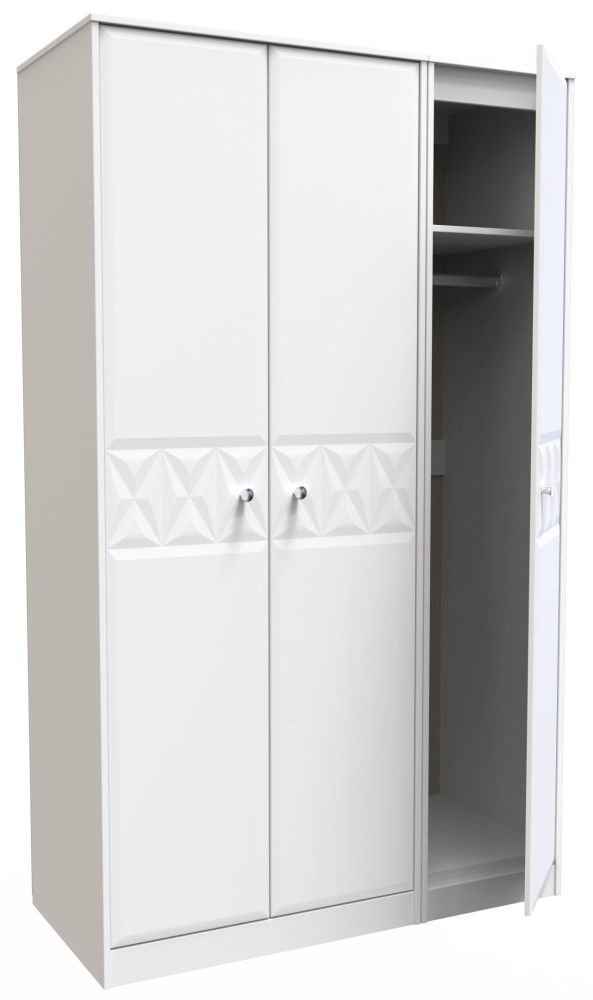 Product photograph of San Jose Matt White 3 Door Tall Plain Wardrobe from Choice Furniture Superstore.