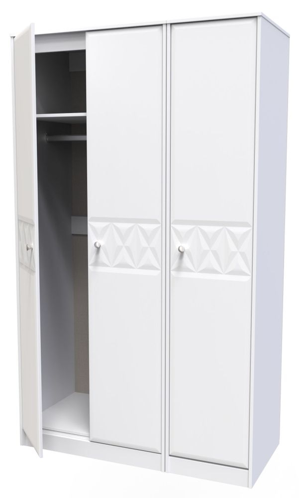 Product photograph of San Jose Matt White 3 Door Tall Plain Wardrobe from Choice Furniture Superstore.