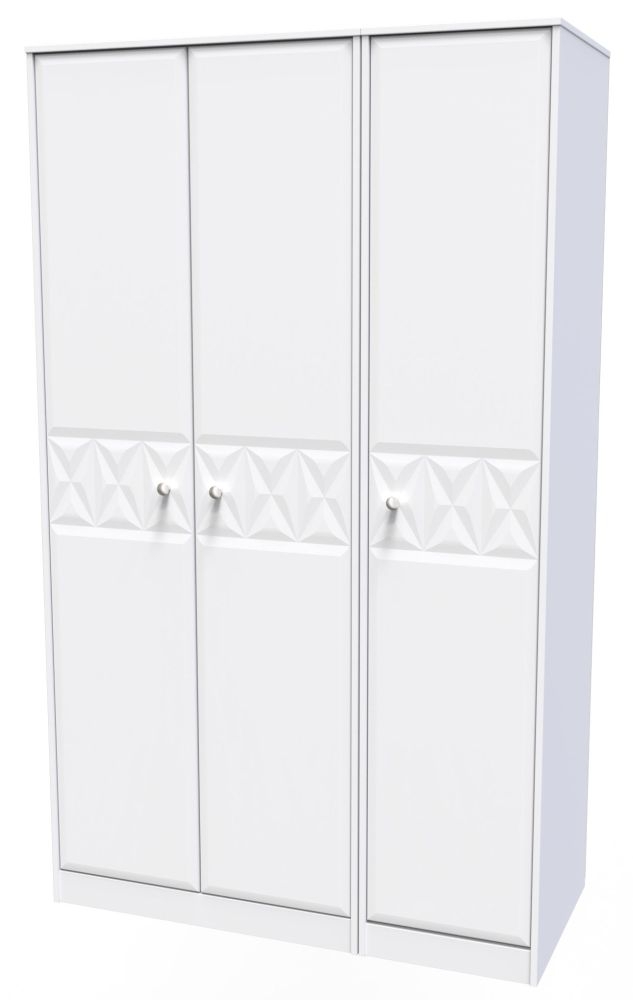 Product photograph of San Jose Matt White 3 Door Tall Plain Wardrobe from Choice Furniture Superstore.