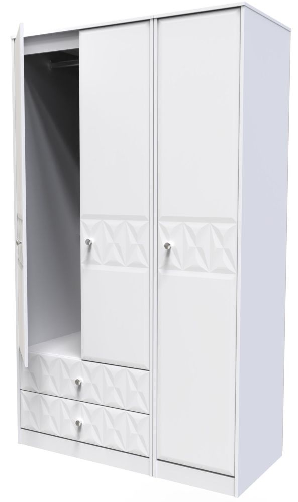 Product photograph of San Jose Matt White 3 Door 2 Drawer Tall Plain Wardrobe from Choice Furniture Superstore.